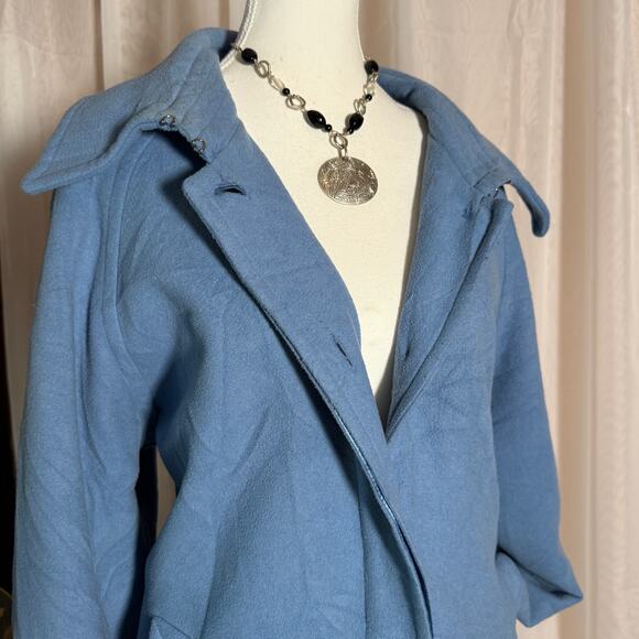 Centigrade Outerwear Blue Wool Blend Longline Coat Sz XL - Picture 2 of 10